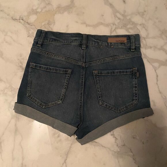 GARAGE Denim Shorts Retro High Waist rolled hem blue premium size 01 - Picture 10 of 10